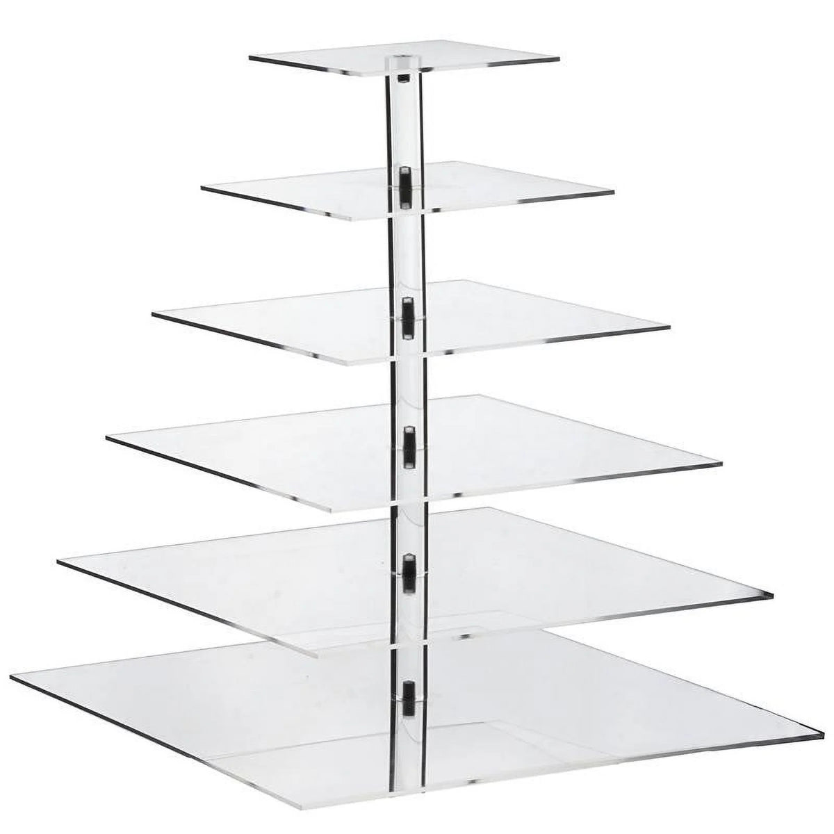 6 Tier Square Heavy Duty Acrylic Crystal Glass Clear Cupcake Dessert Stand J869