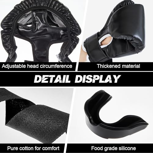 14 Pcs Boxing Set Including Boxing Gloves Headgear Helmet Punching Bag Hand Wraps Sport Mouth Guards Q590670