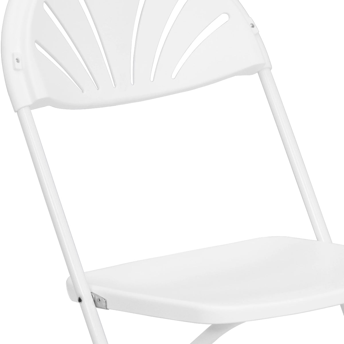 White Plastic Fan Back Folding Chair E101