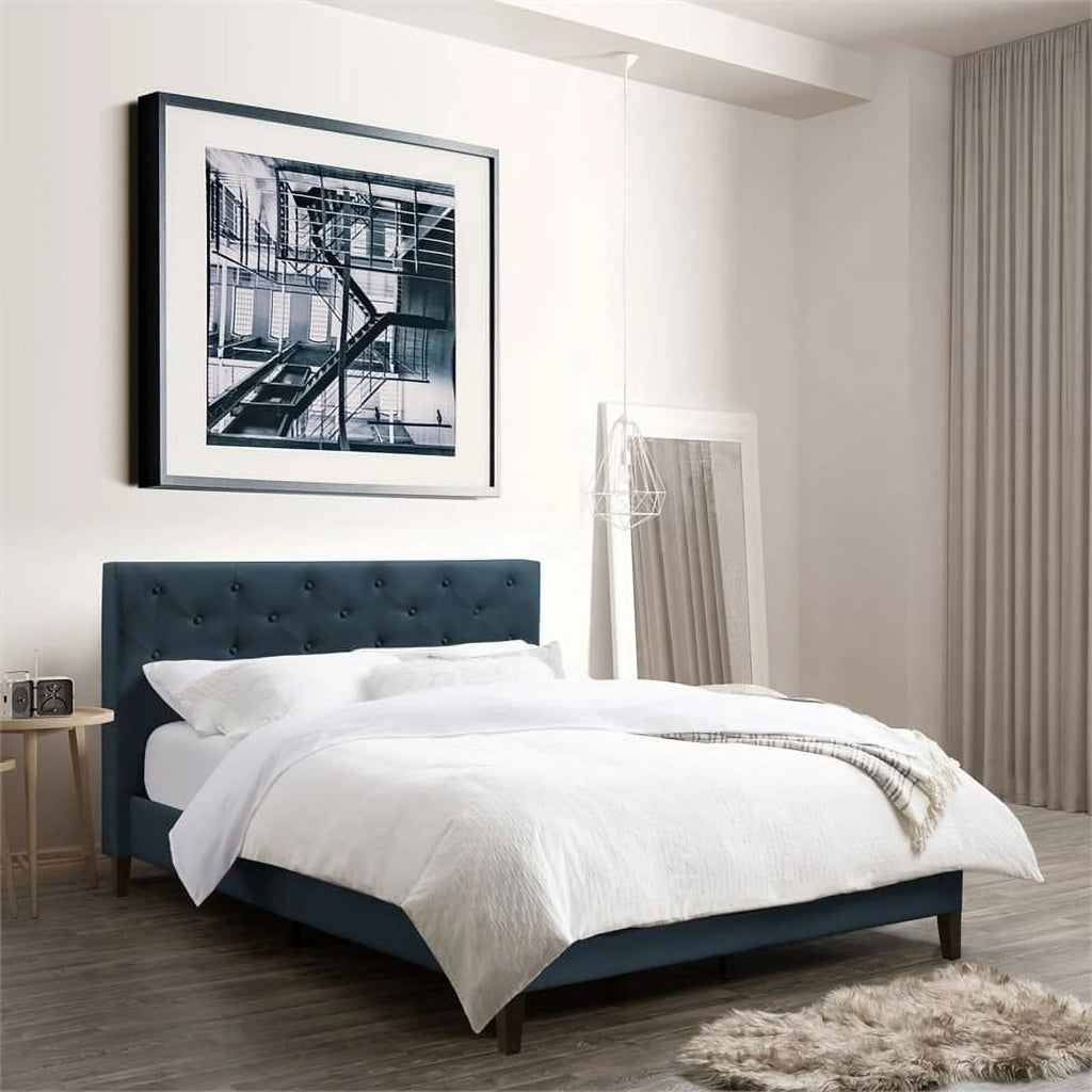 Ocean Blue Fabric Twin Bed A99372