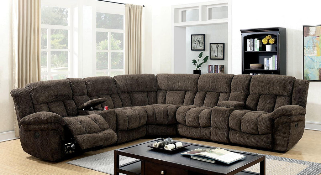 Brown Flannelette Recliner Sectional L27517