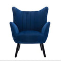 Navy Velvet Accent Armchair with Solid Wood Legs Z543