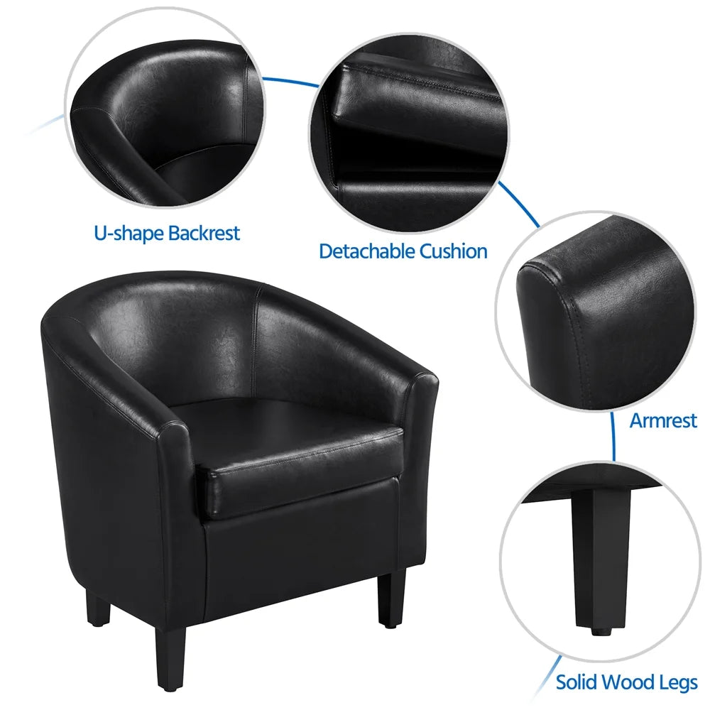 Black Faux Leather Accent Chair and Ottoman Set N81822