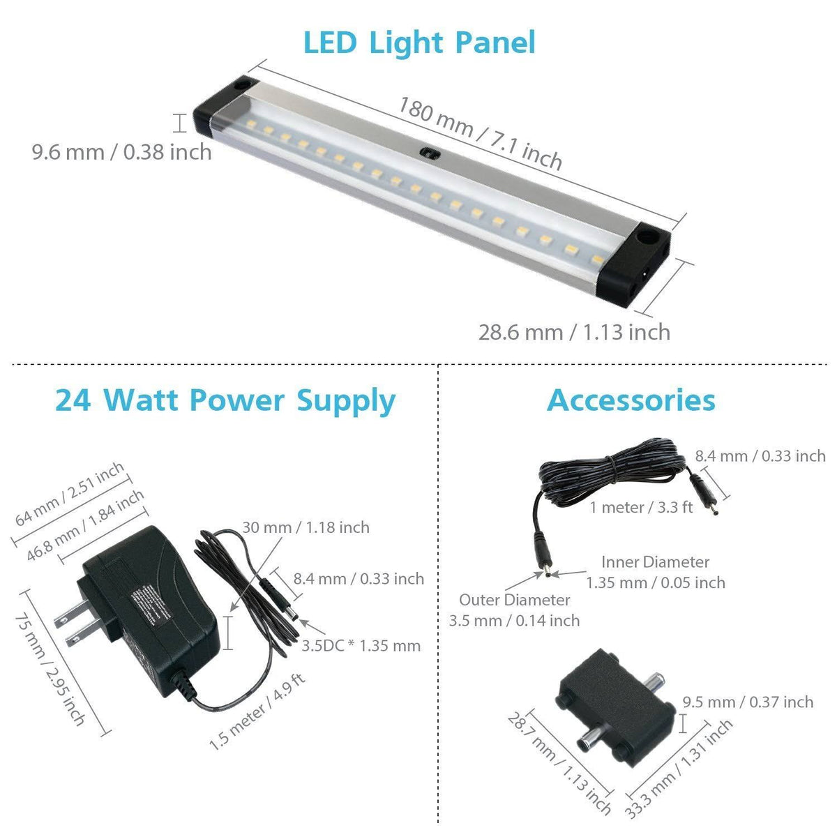 6 Panels 7 inch LED Dimmable Under Cabinet Lighting Kit S386