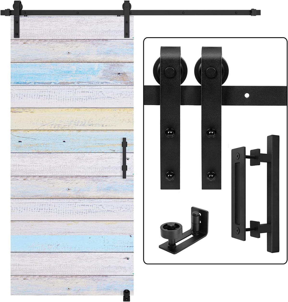 6.6 FT Sliding Barn Door Track and Handle Hardware Kit E67063