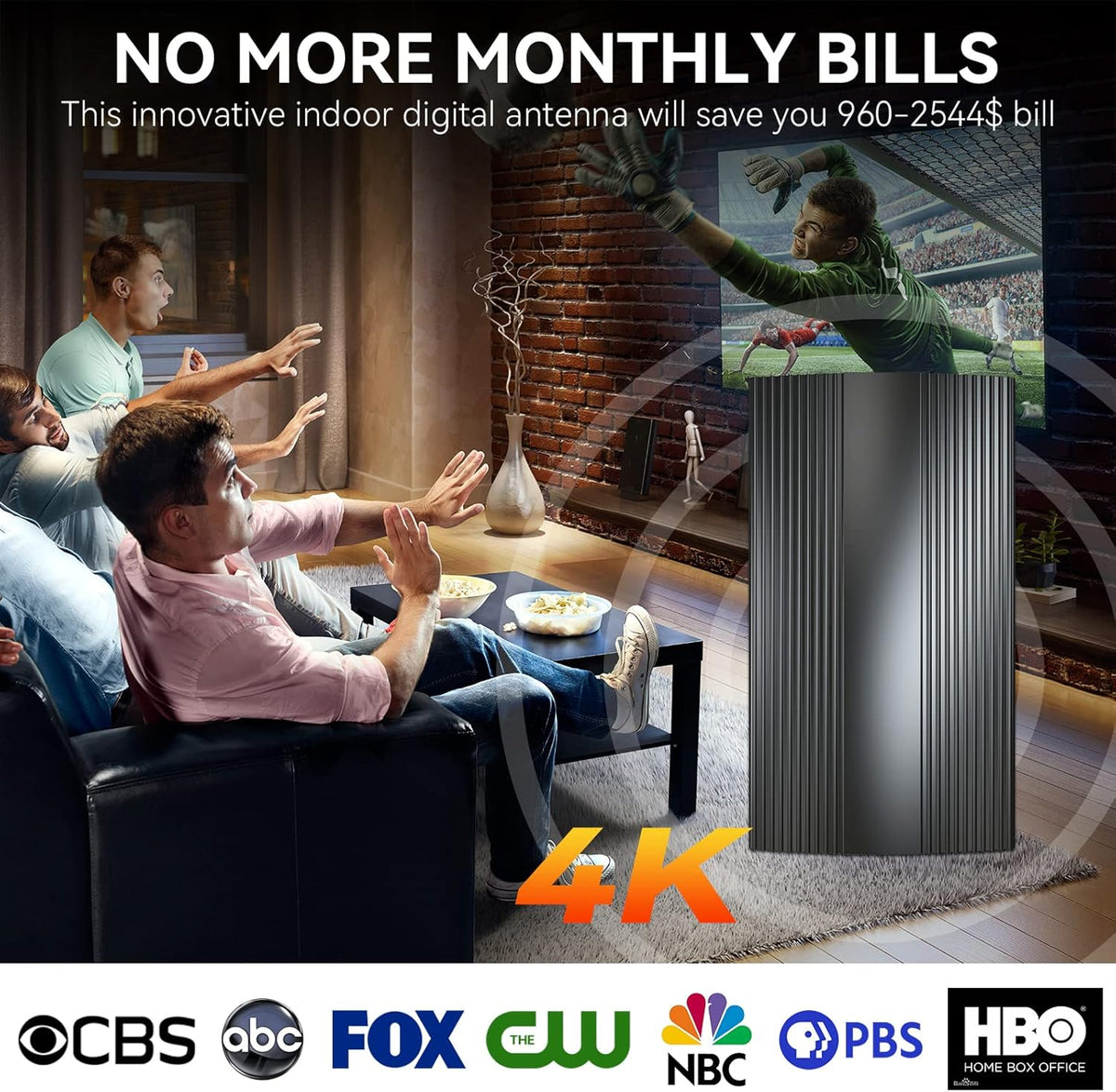 HD TV Antenna with Amplifier Signal Booster 33ft Coaxial Cable H9643