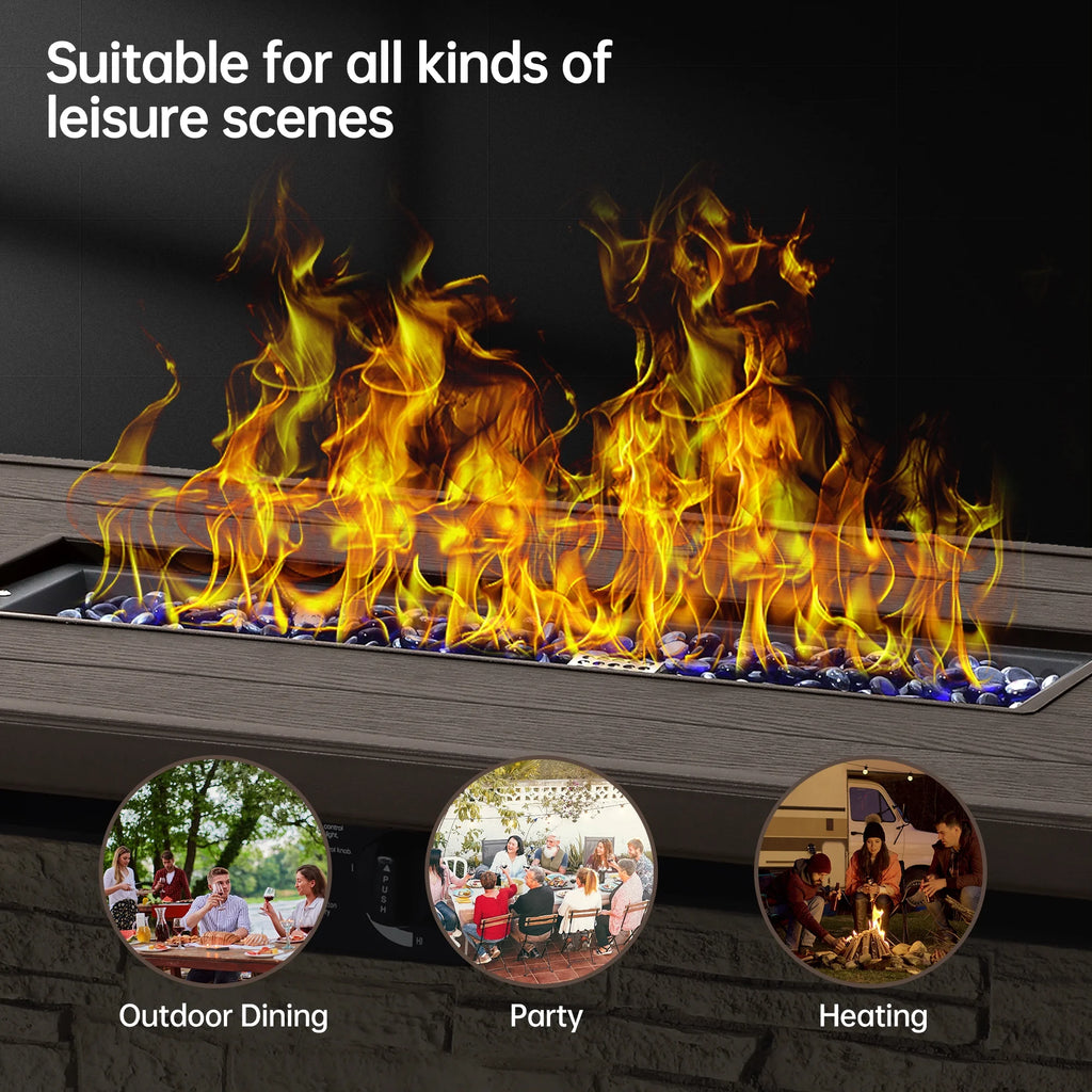 43 Rectangular Propane Fire Pit Table with Lid N208