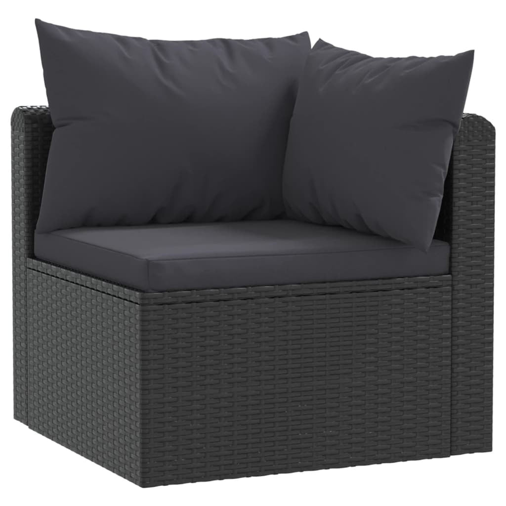 4 Piece Patio Sofa Set with Cushions Poly Rattan Black I32597