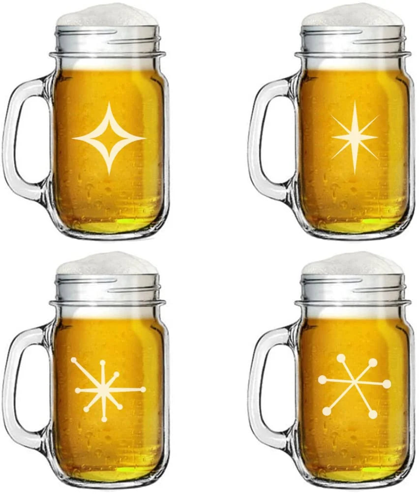 16oz Mason Jar Glass Mug Set of 4 S8850