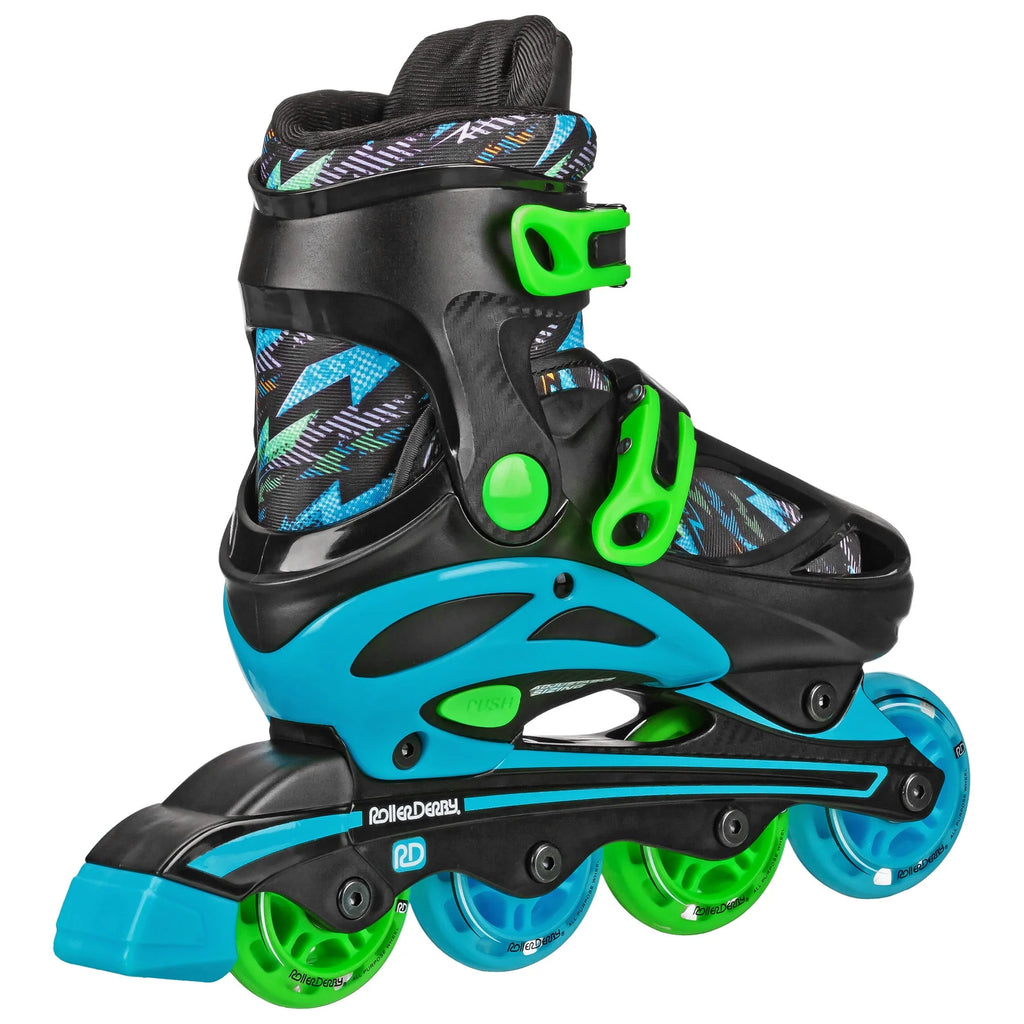Boys 2-in-1 Roller/Inline Skates Black/Green A5159