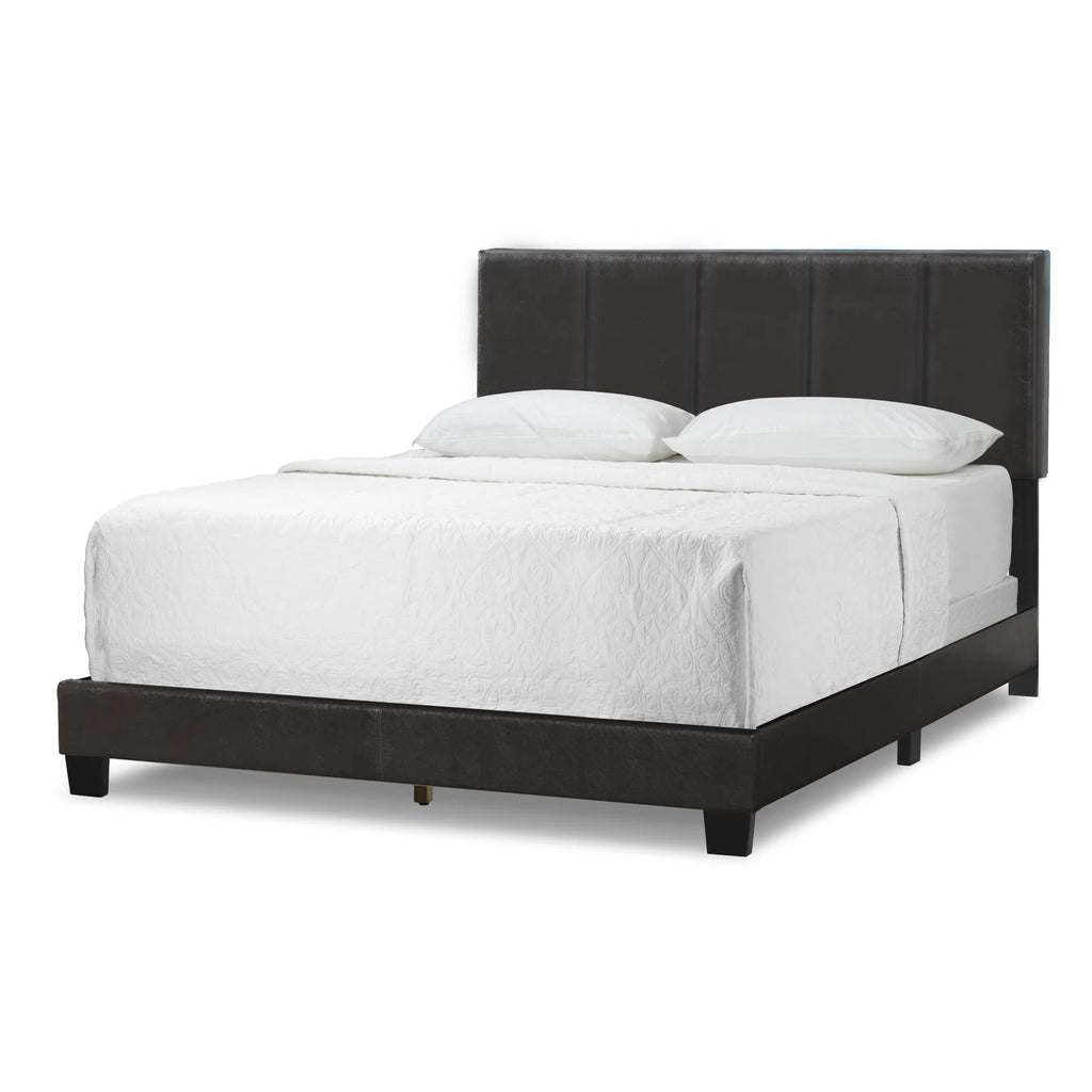 Brown Faux Leather Queen Bed A429489