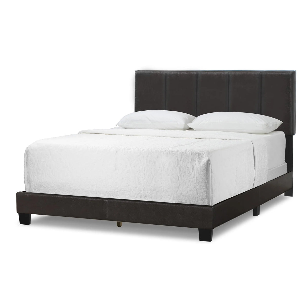 Brown Faux Leather Queen Bed A429489