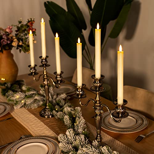 6 Pcs Flameless White LED Taper Candles with Remote Timer V389056