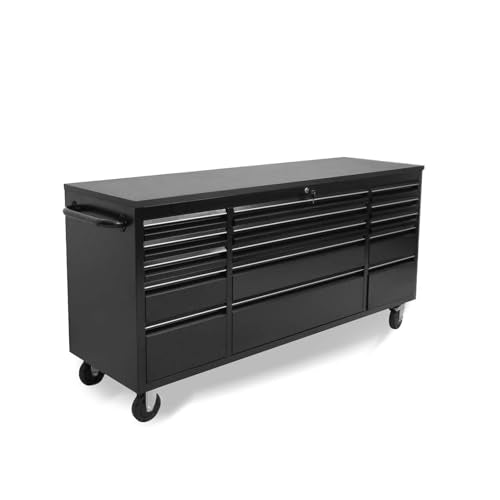 Black 72 in Rolling Tool Chest with Drawers Mobile Tool Cabinet L18259