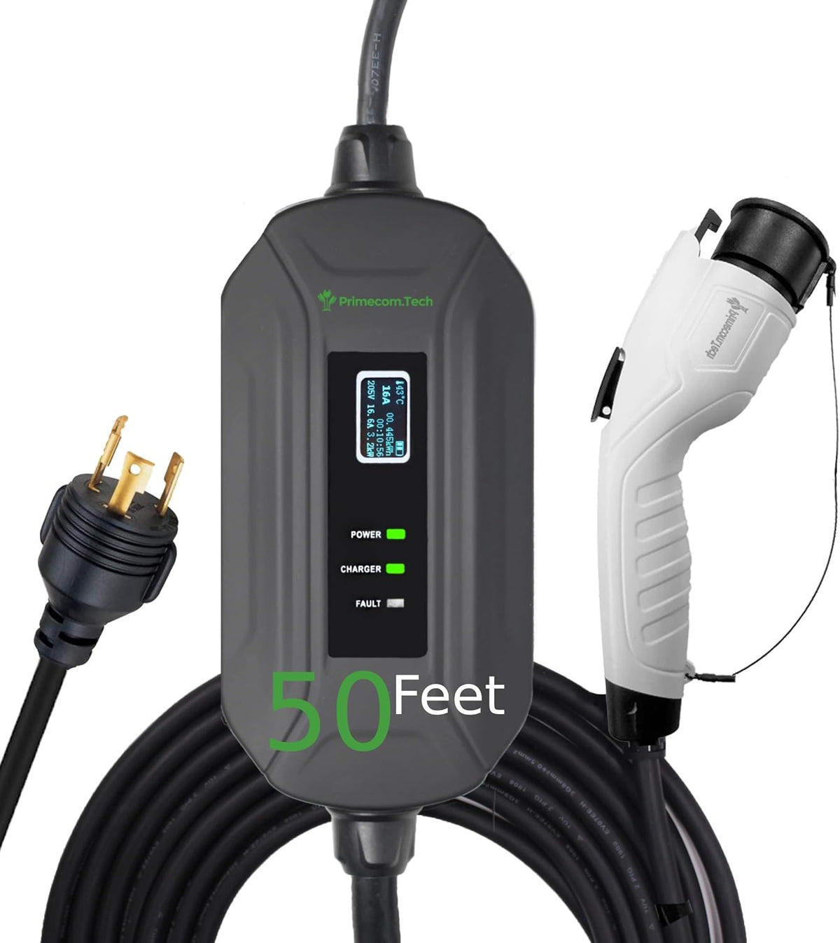 Portable Level 2 Electric Vehicle Charger, 16Amp, 50 Feet R4346