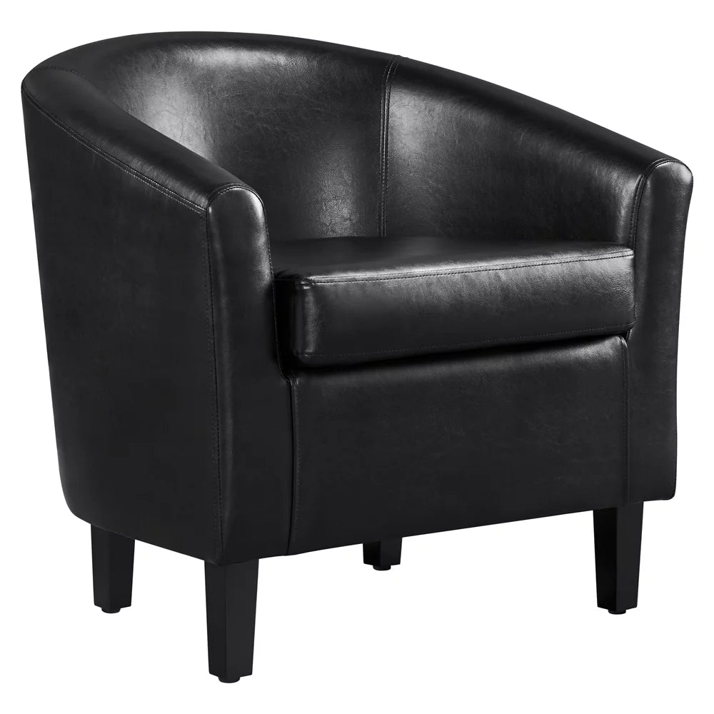 Black Faux Leather Accent Chair and Ottoman Set N81822