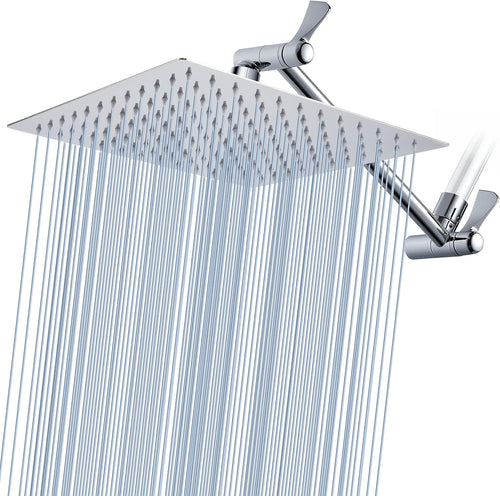 12'' Rain Shower Head with 11'' Adjustable Extension Arm, 304 Stainless Steel, Black, Pack of 2 U78476