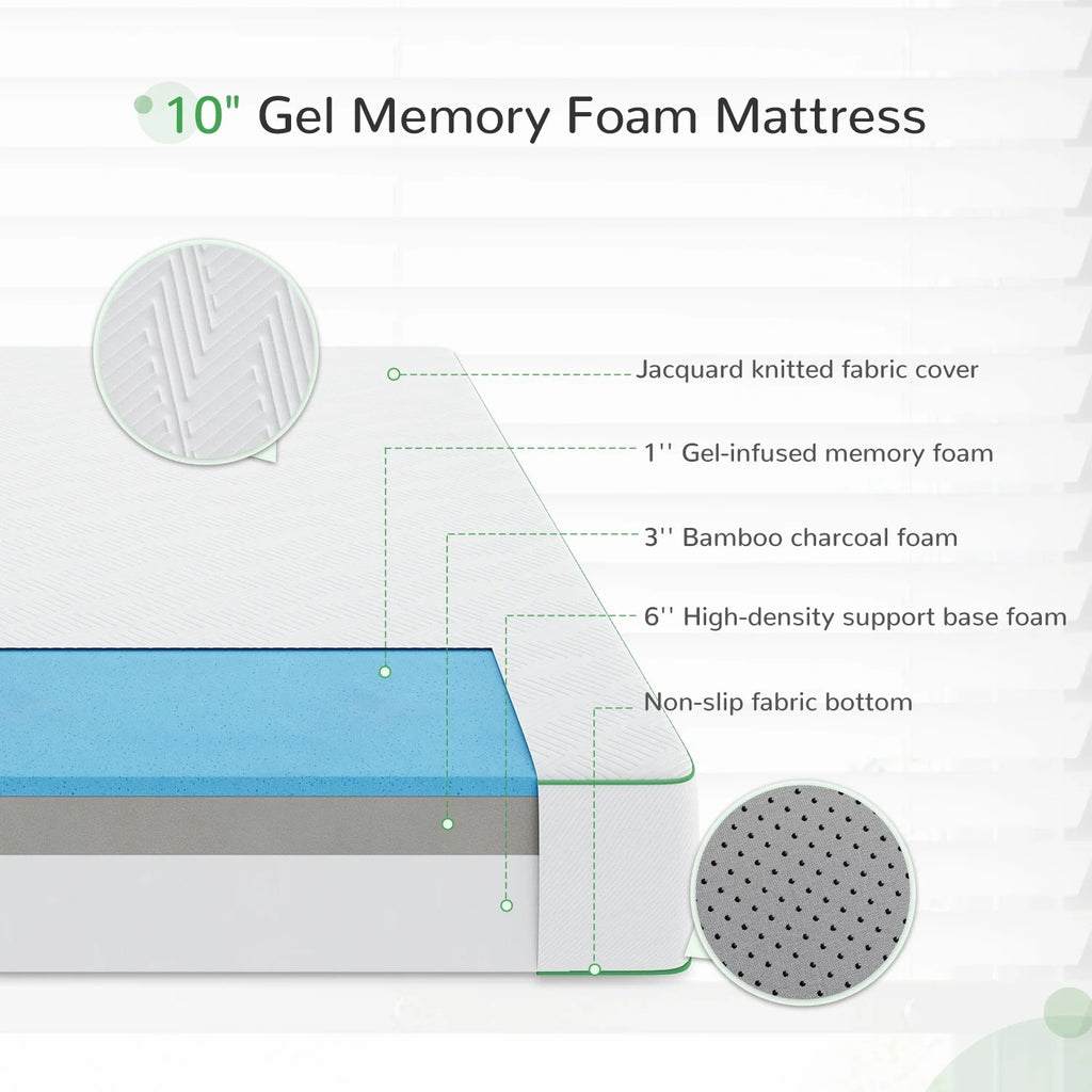 10'' Medium Firm Gel Memory Foam Mattress, Full Size G13542