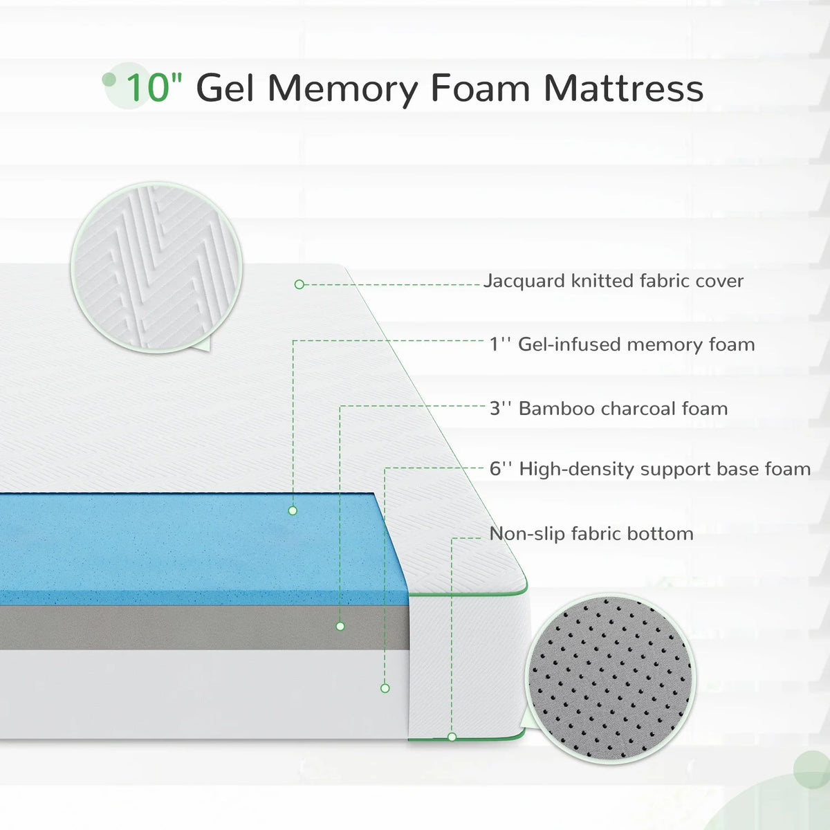 10'' Medium Firm Gel Memory Foam Mattress, Full Size G13542
