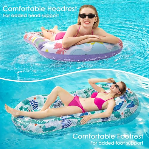 2 Pack Inflatable Pool Floats Adult Size Water Hammock Multicolor O979568