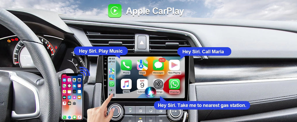 9 Inch Touchscreen Double Din Car Stereo with Wireless Carplay Android Auto Backup Camera Y176