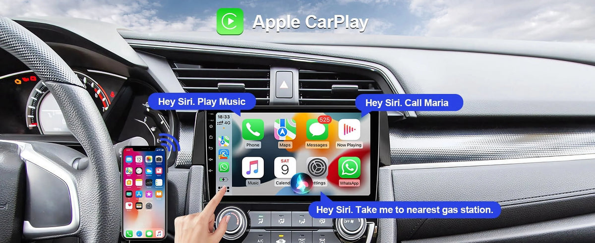 9 Inch Touchscreen Double Din Car Stereo with Wireless Carplay Android Auto Backup Camera Y176