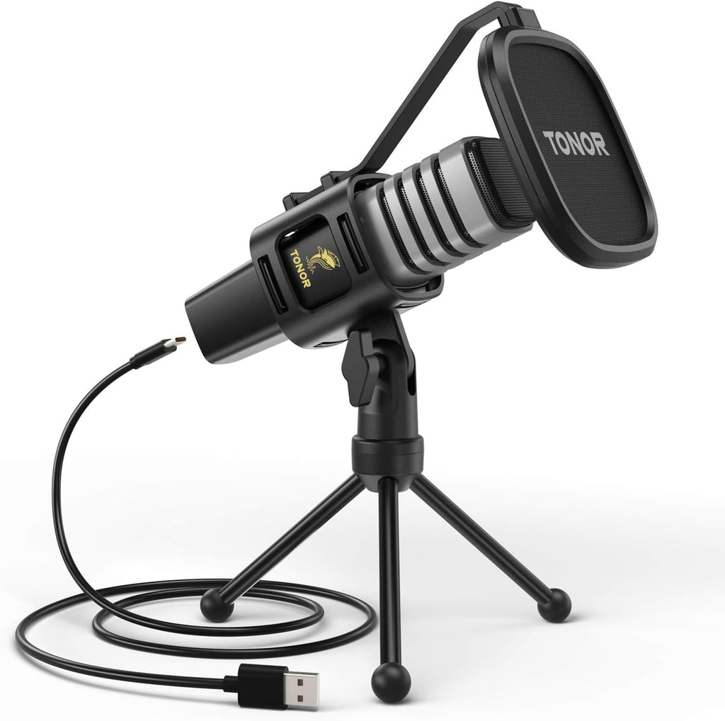 USB Microphone with Tripod Stand, Pop Filter, Shock Mount Q231037