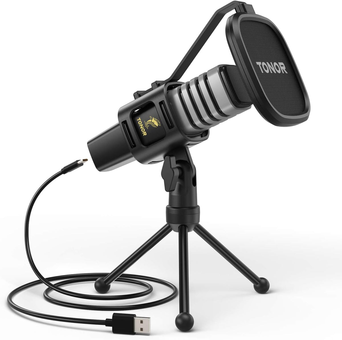 USB Microphone with Tripod Stand, Pop Filter, Shock Mount Q231037