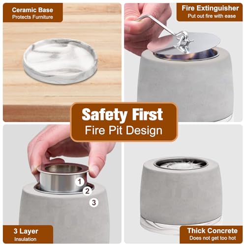 Concrete Tabletop Fire Pit Bowl with Extinguisher F36950