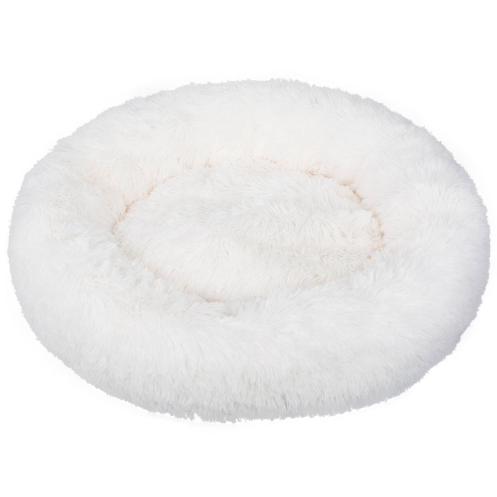 White Fauxfur Round Donut Pet Bed R181