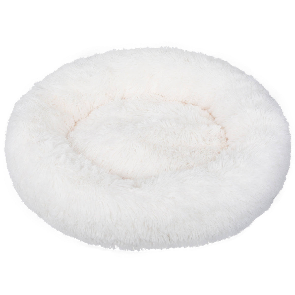 White Fauxfur Round Donut Pet Bed R181