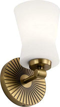9.5 Inch 1 Light Wall Sconce with Satin Etched Cased Opal Glass in Brushed Natural Brass W88743