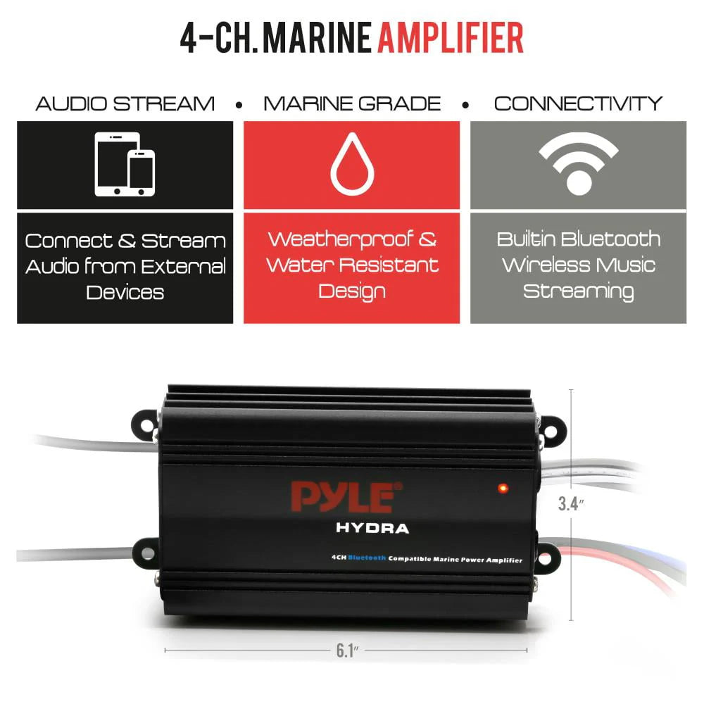 Waterproof Bluetooth 4 Channel Marine Power Amplifier L2136
