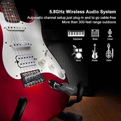 Black 5.8 Wireless Guitar Transmitter Receiver 4 Channels X314240