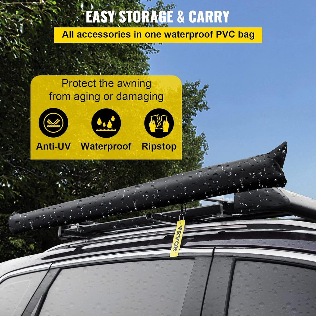 6.5'x6.5' Pull-Out Retractable Waterproof Car Side Awning with Carry Bag T2894