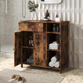 Free-Standing Bathroom Cabinet with 2 Door Drawer Adjustable Shelf 3 Open Shelves X863