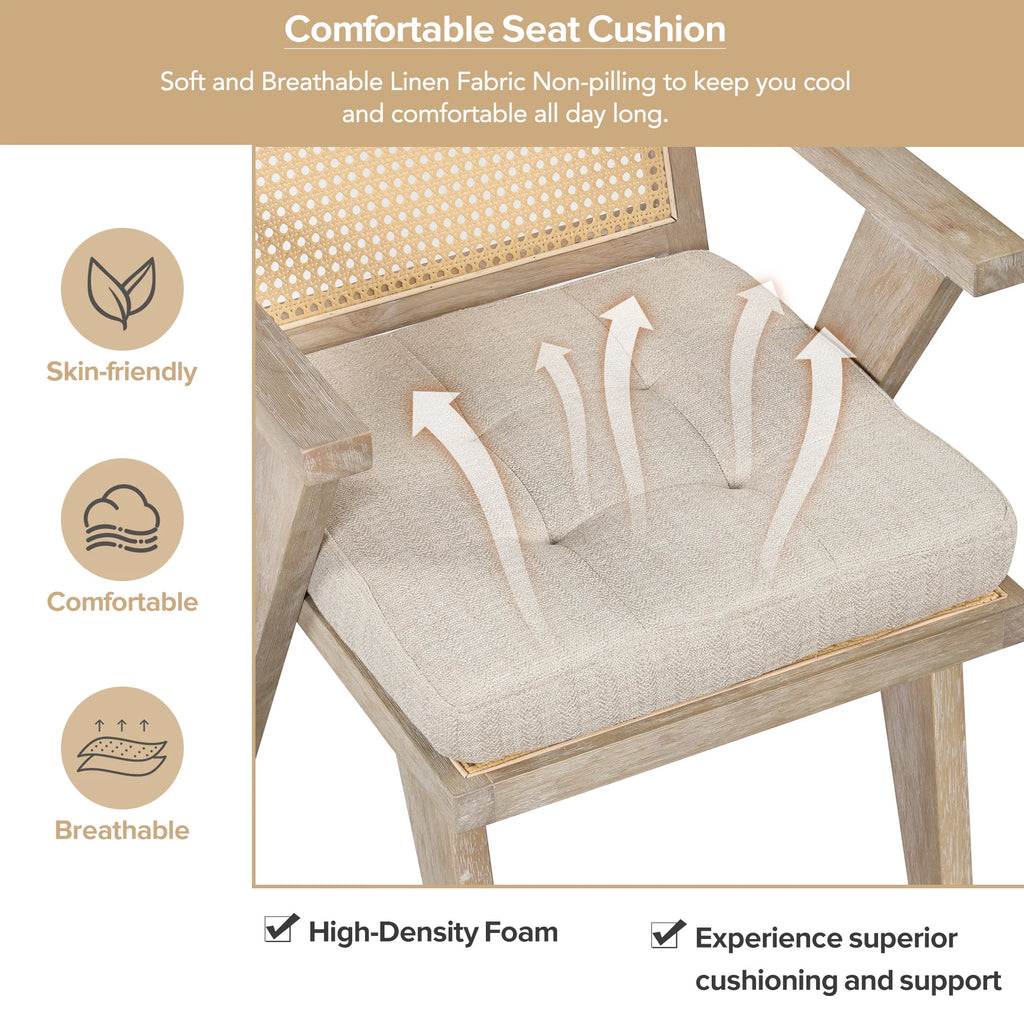 Handcrafted Rattan Backrest Mid-Century Accent Chair F499