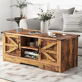 White Coffee Table with Barn Doors S39330