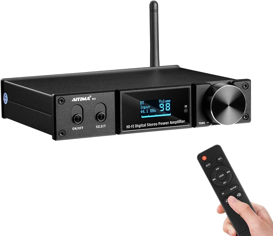 Bluetooth 5.0 Power Amplifier 120Wx2 Stereo 2.1 CH Class D Amp with Remote W800