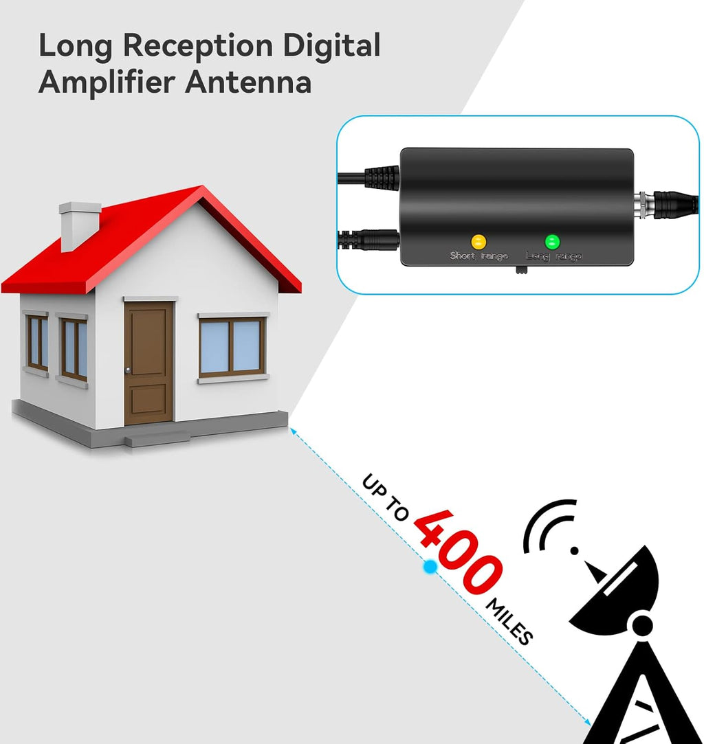 HD TV Antenna with Amplifier Signal Booster 33ft Coaxial Cable H9643