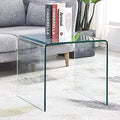 Transparent Glass Coffee Table Rectangle Clear Modern with Rounded Edges L277
