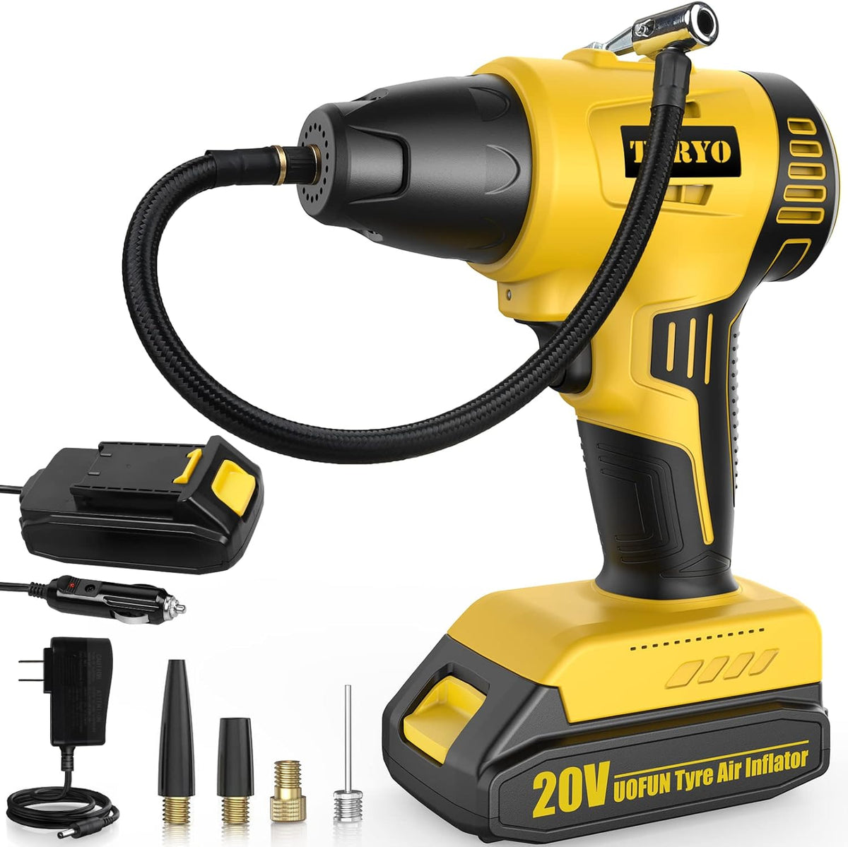 20V 150PSI Portable Air Compressor Tire Inflator with 2500mAh Rechargeable Li-ion Battery, Pack of 2 O83803