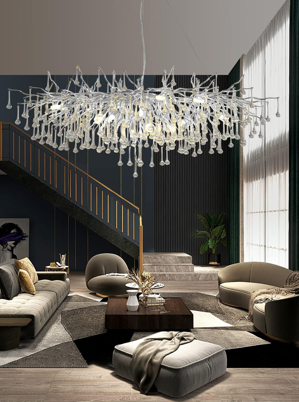 Silver Modern Crystal Chandelier Y416