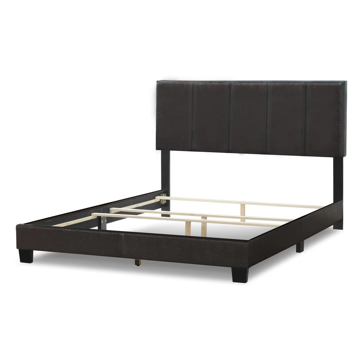 Brown Faux Leather Queen Bed A429489