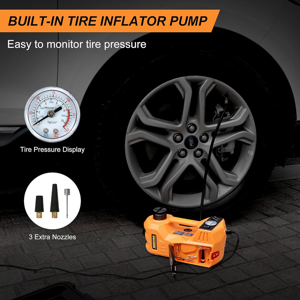 4 in 1 Electric Hydraulic Car Jack 3 Ton with Tire Inflator Pump and Electric Wrench Q358926