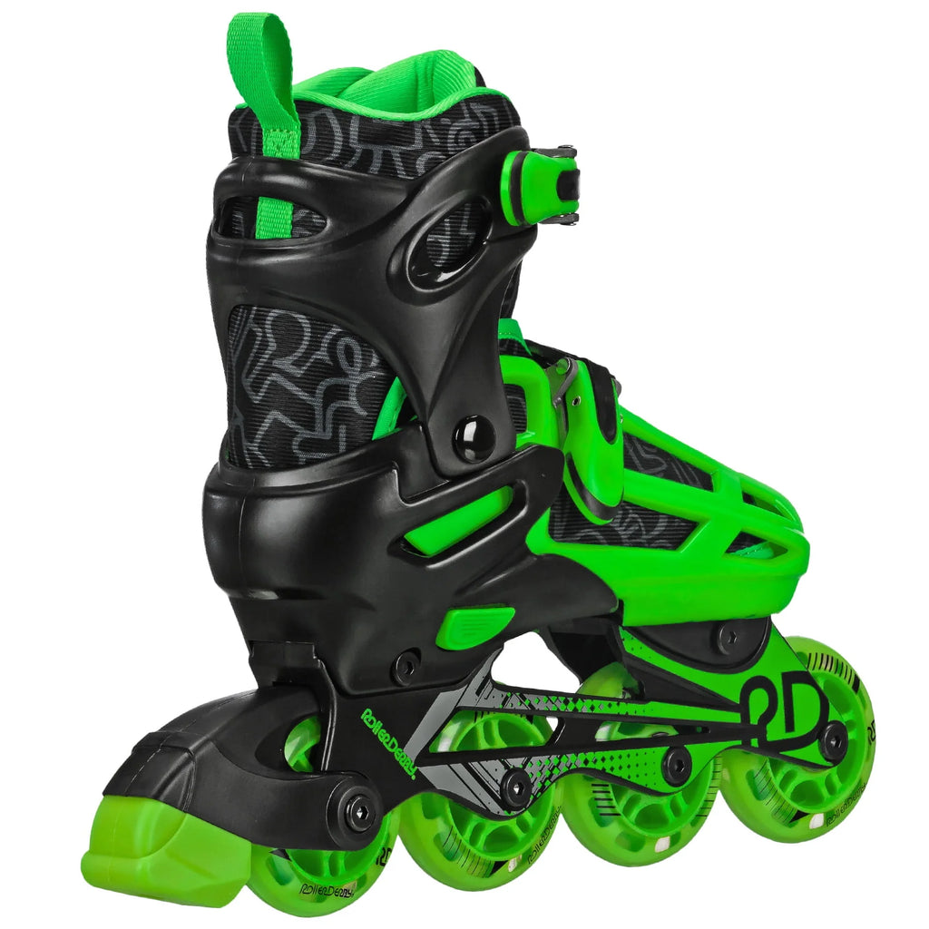 Boys 2-in-1 Roller/Inline Skates Black/Green A5159