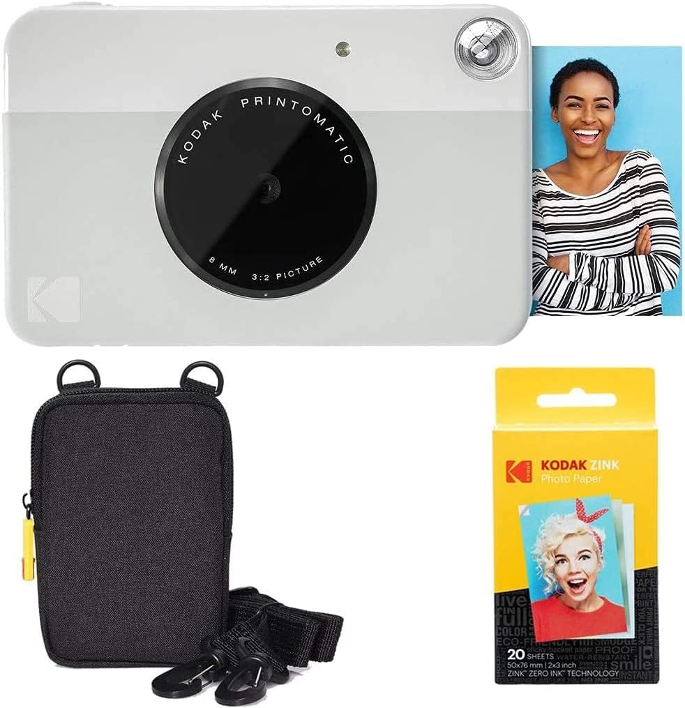 Grey Instant Camera with Zink Paper and Case Z296