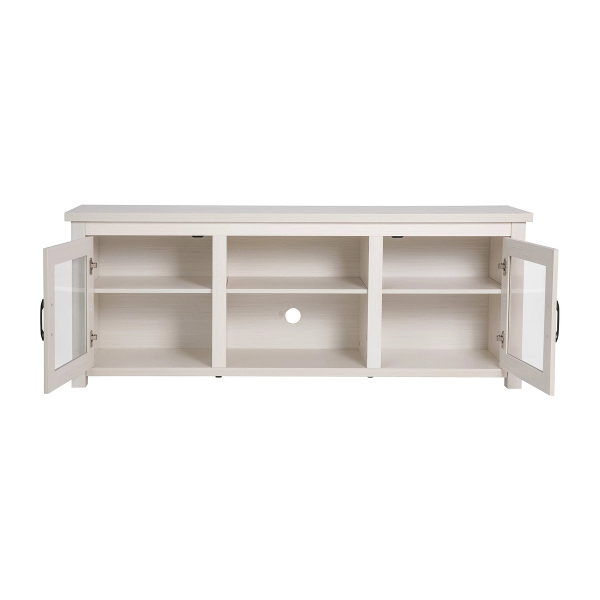 White Wash 65" Media Console with Glass Doors and 3 Adjustable Shelves C624973