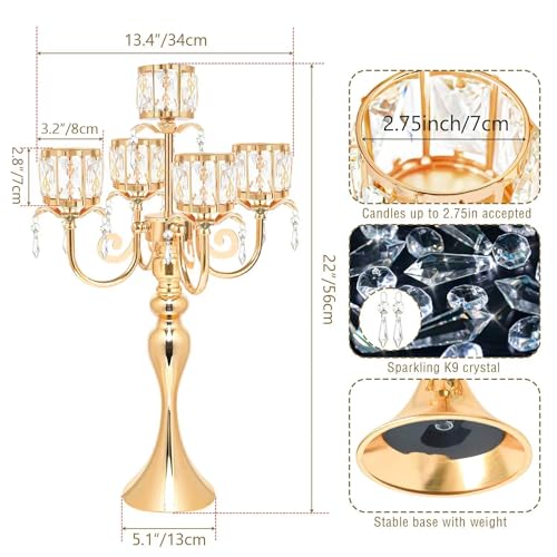 Black 5 Arm Crystal Candle Holder Y8448
