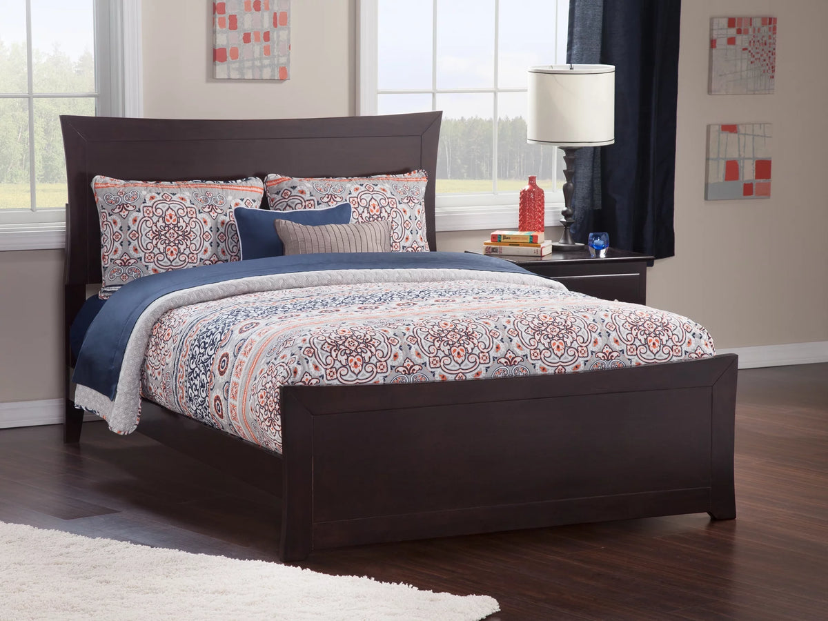 Queen Wood Platform Bed Frame with Panel Headboard & Footboard E187